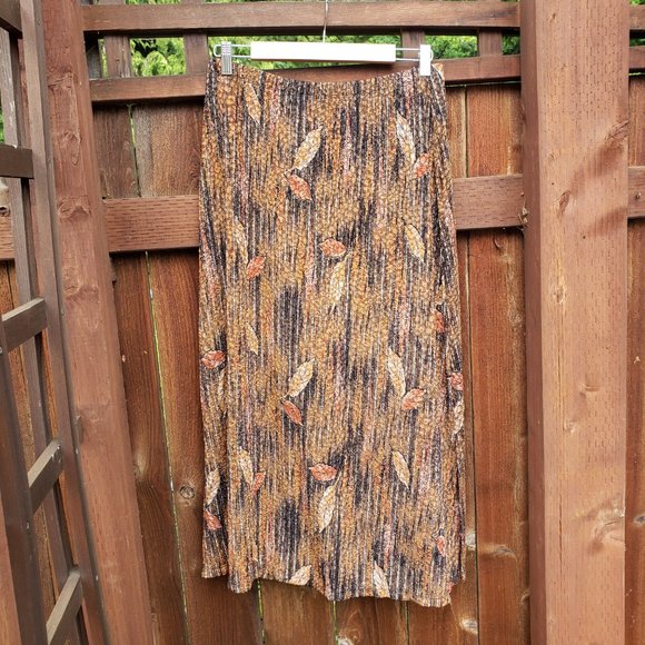 Vintage 90's Notations Fall Vibes Leaf Print Maxi Skirt Size Large - Picture 8 of 11